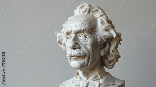 Elegant classical sculpture bust on a neutral background. detailed work depicting an older male figure. ideal for historical and artistic themes. AI