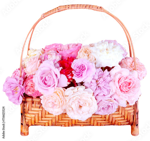Basket of Pink Roses Bouquet