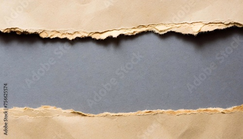 Ripped paper with space for text on grey background, copy space