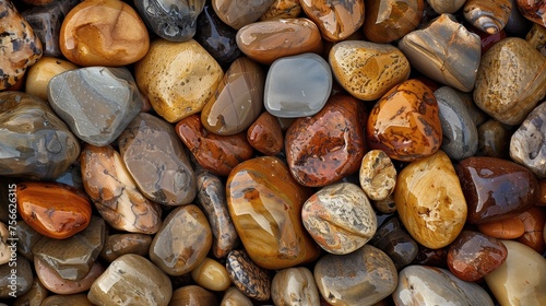 Close up beautiful colorful glistening rocks and pebbles © Yuridabi