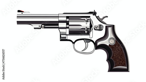 Small and compact modern handgun chrome hand 