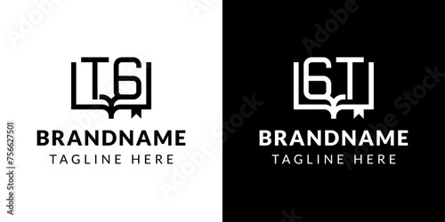 Letters GT and TG Book Logo, suitable for business related to book with GT or TG initials