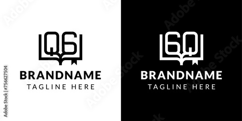 Letters GQ and QG Book Logo, suitable for business related to book with GQ or QG initials
