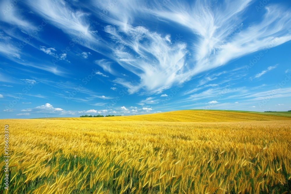 Wheat Field Under Blue Sky