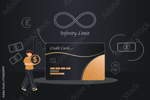 A man holding a credit card with the words Infinity Limit written on it