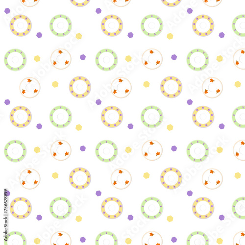 Seamless pattern featuring plates. Vector design 