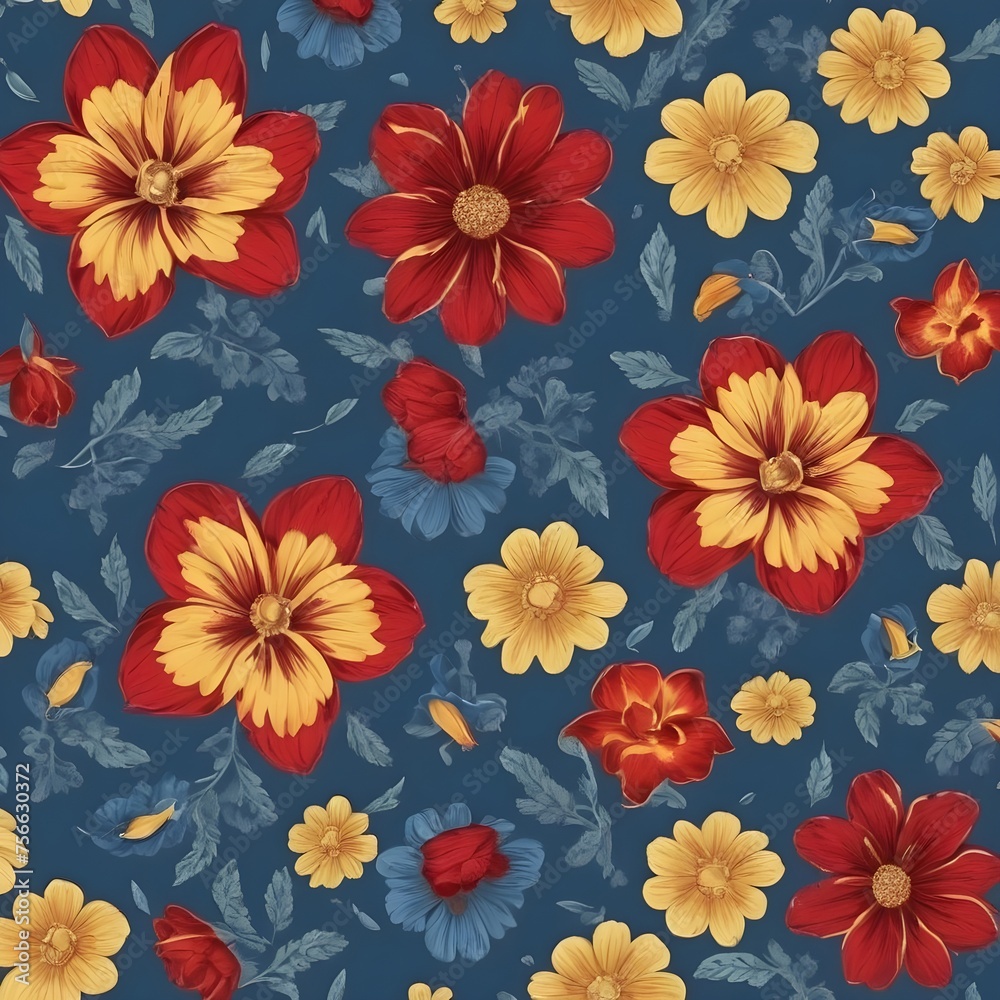  All Over Flower Digital Printed pattern Digital textile design hand draw motifs beautiful    flowers
