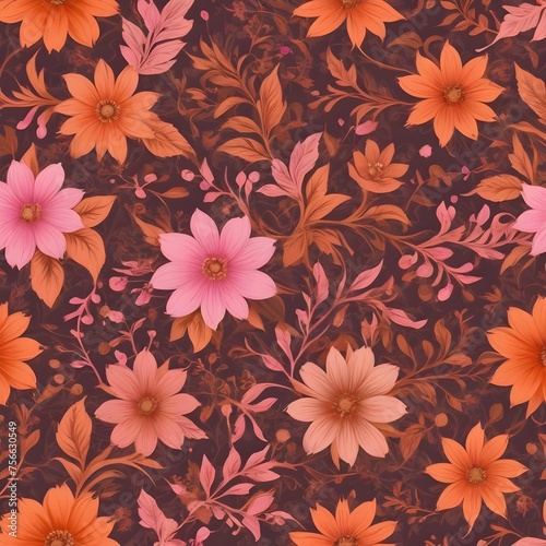  All Over Flower Digital Printed pattern Digital textile design hand draw motifs beautiful flowers 