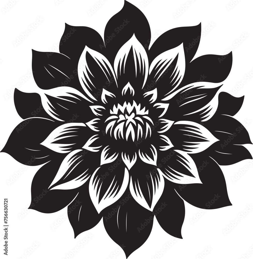 Dahlia Flower Silhouette Vector Illustration White Background Dahlia Flower Silhouette Vector Illustration White Background