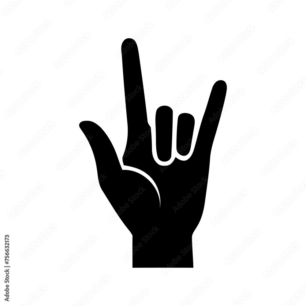 Rock on gesture glyph icon. Silhouette symbol. Horns sign emoji. Devil fingers. Heavy metal hand gesture. Negative space. Vector isolated illustration. Rock on gesture glyph icon. Silhouette symbol. Horns sign emoji. Devil fingers. Heavy metal hand gesture. Negative space. Vector isolated illustration.