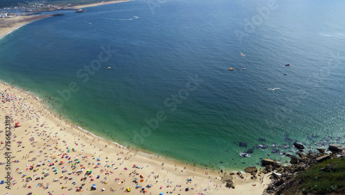 Praia da Vila Nazaré, Nazaré, Portugal. The busiest beach on the west coast and one of the most traditional fishing villages 
