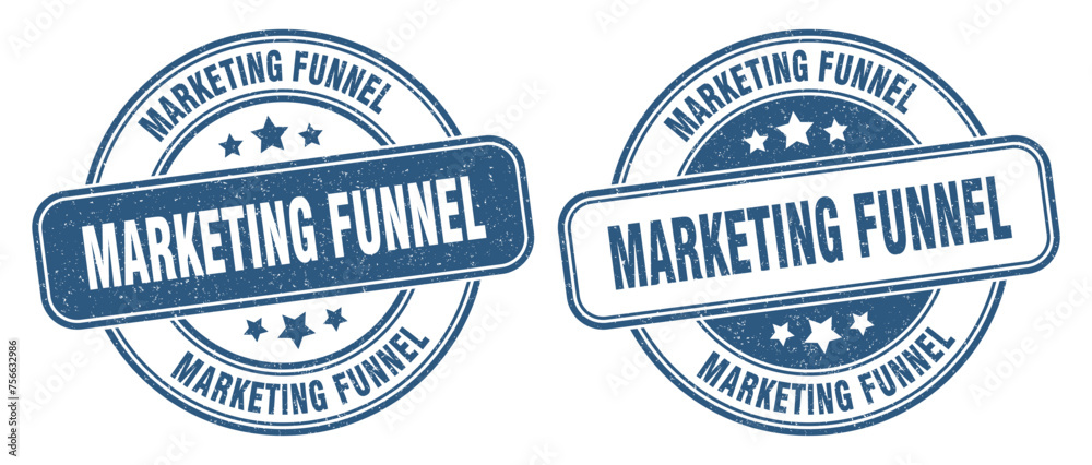 marketing funnel stamp. marketing funnel label. round grunge sign