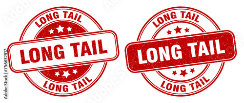 long tail stamp. long tail label. round grunge sign