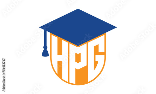 HPG initial letter academic logo design vector template. school college logo, university logo, graduation cap logo, institute logo, educational logo, library logo, teaching logo, book shop, varsity	
 photo