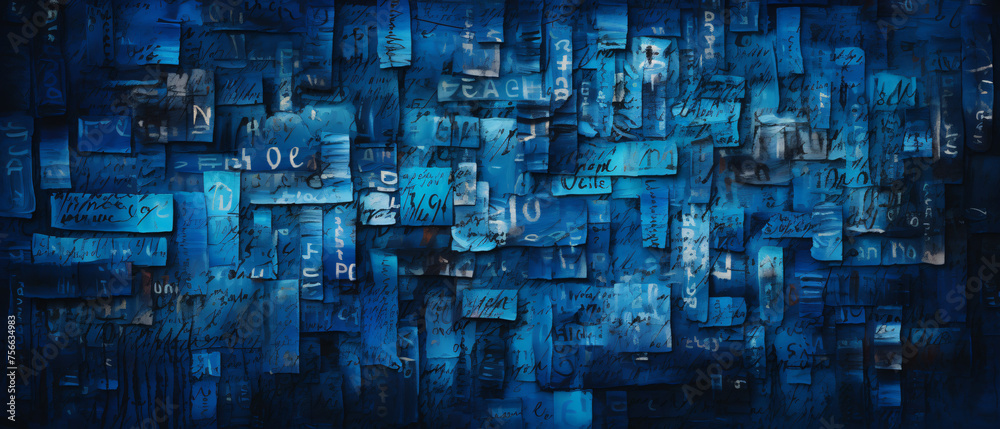 Abstract background with dark blue typographic oil pai - obrazy, fototapety, plakaty 