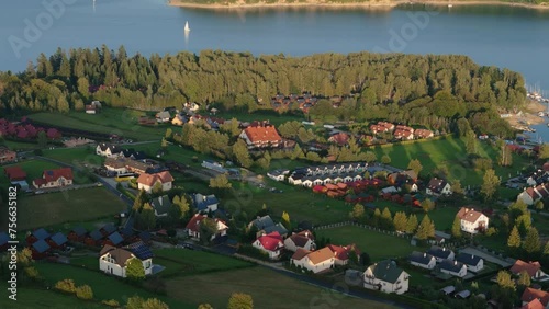Beautiful Landscape Polanczyk Lake Solina Bieszczady Aerial View Poland photo