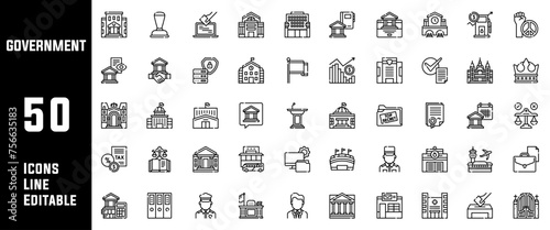 50 Corporate Governance Vector Line Icon Set. This Icon set consists of Government Building, Compliance, Law, and Procedure.
