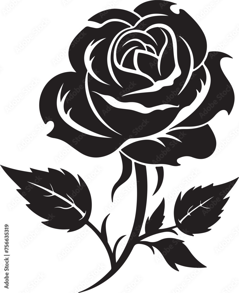 Rose Flower Silhouette Vector Illustration White Background Rose Flower Silhouette Vector Illustration White Background