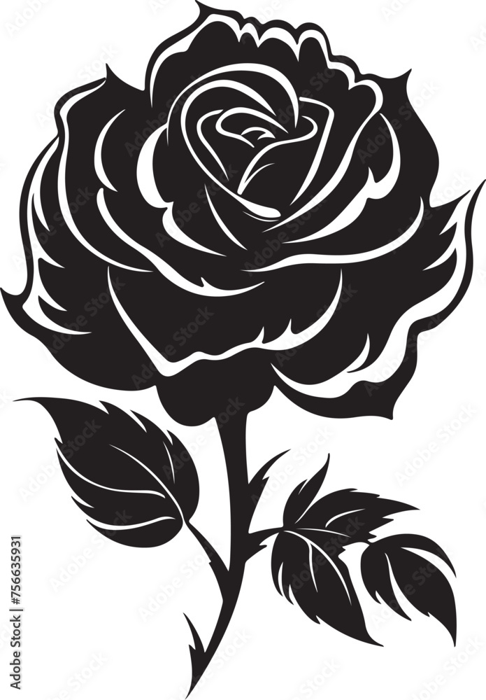 Rose Flower Silhouette Vector Illustration White Background