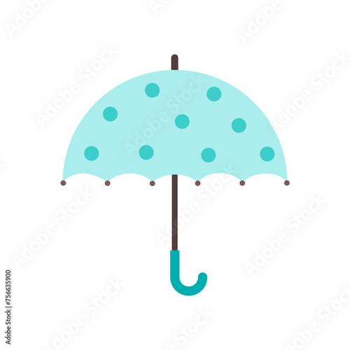 Blue dot pattern umbrella isolated on white background.