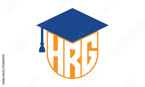 HRG initial letter academic logo design vector template. school college logo, university logo, graduation cap logo, institute logo, educational logo, library logo, teaching logo, book shop, varsity	
 photo