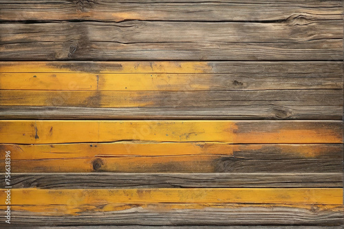 yellow and brown and used and dirty and weathered and painted wood wall wooden plank board texture background outdoor photo