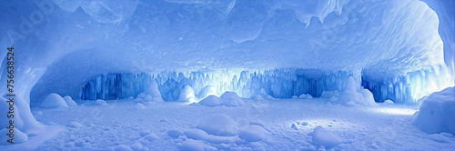 Ice cave panorama. Generative AI © Olga Khoroshunova