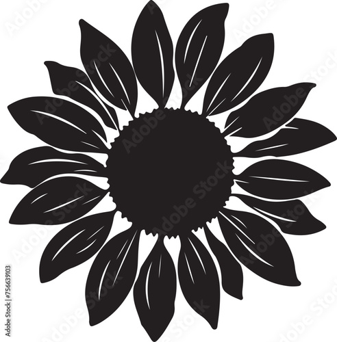 Sunflower Silhouette Vector Illustration White Background