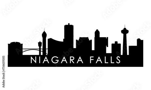 Niagara Falls skyline silhouette. Black Niagara Falls city design isolated on white background.