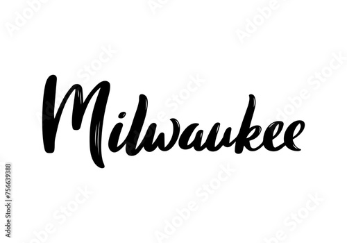 Milwaukee Lettering. Handwritten City name. Vector design template.
