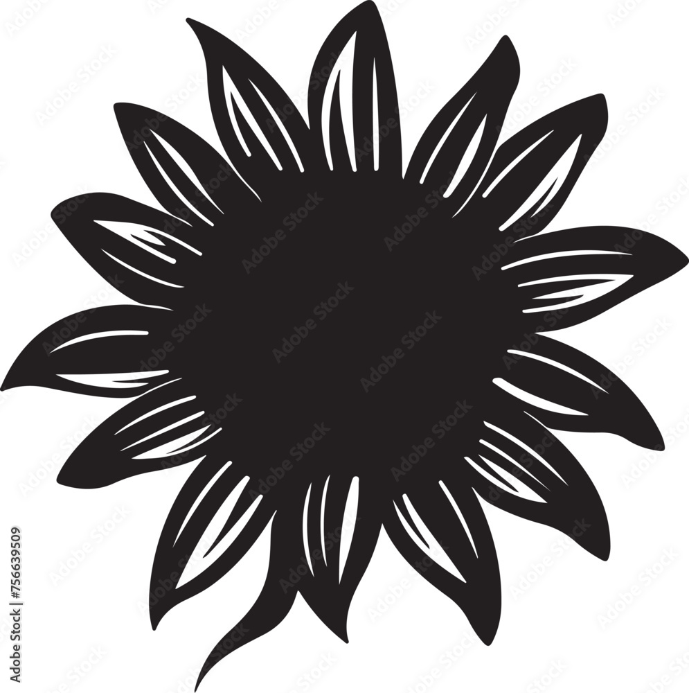 Sunflower Silhouette Vector Illustration White Background Sunflower Silhouette Vector Illustration White Background