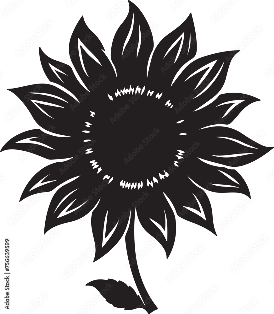 Sunflower Silhouette Vector Illustration White Background Sunflower Silhouette Vector Illustration White Background