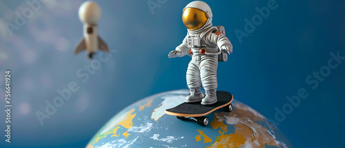 A World of Exploration, 3D Miniature Astronaut Skates the Globe (International Day of Human Space Flight)