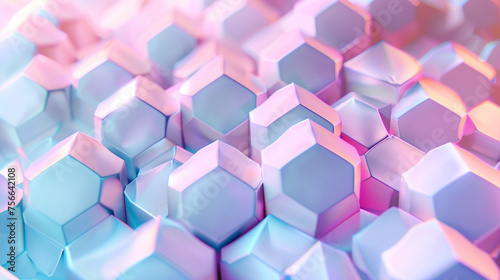 A tranquil scene of hexagonal patterns in soft pastel shades, gently shifting and morphing like a digital dreamscape, inviting relaxation and contemplation. 8K -