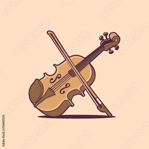 Violin simple cartoon vector illustration (ID: 756642559)