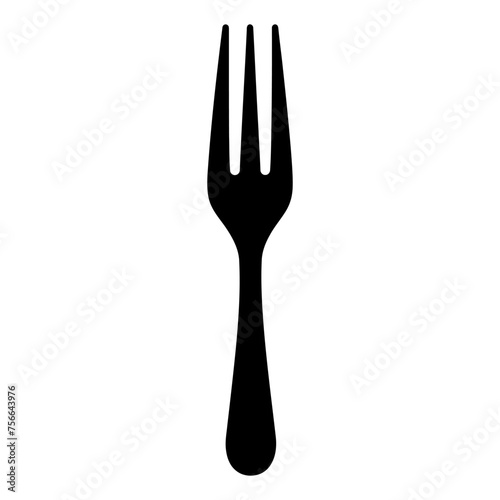 Fork black silhouette. Fork silverware utensil for eating vector icon on a white background 