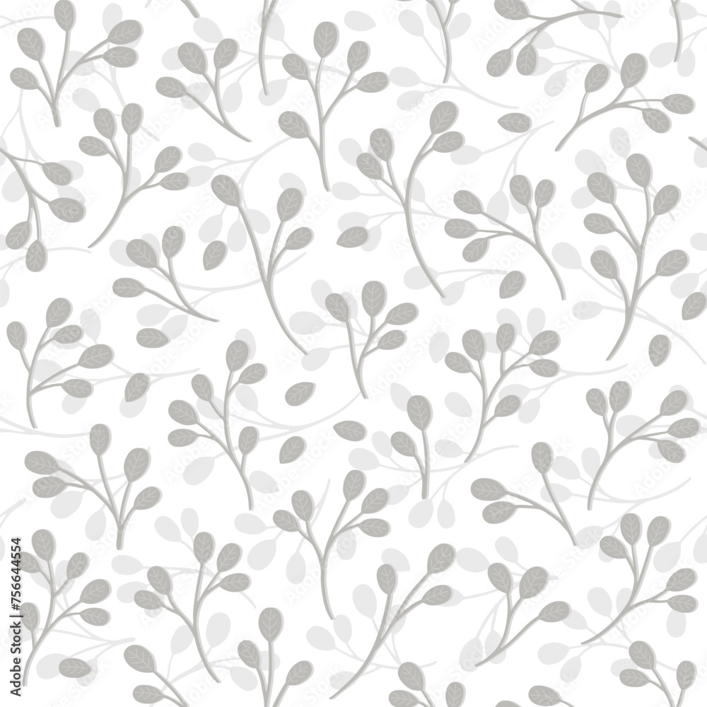 messy layered delicate pastel gray green botanical elements spring season holiday vector seamless pattern on white background messy layered delicate pastel gray green botanical elements spring season holiday vector seamless pattern on white background