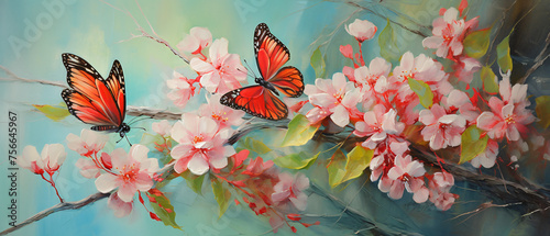 Art Oil painting color The butterfly Thailand  Stamen © khan