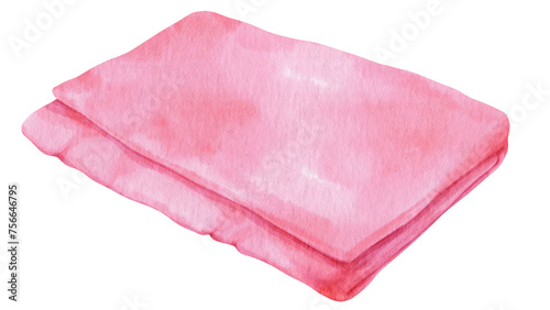 pink Beach towel picnic blanket in watercolor for summer