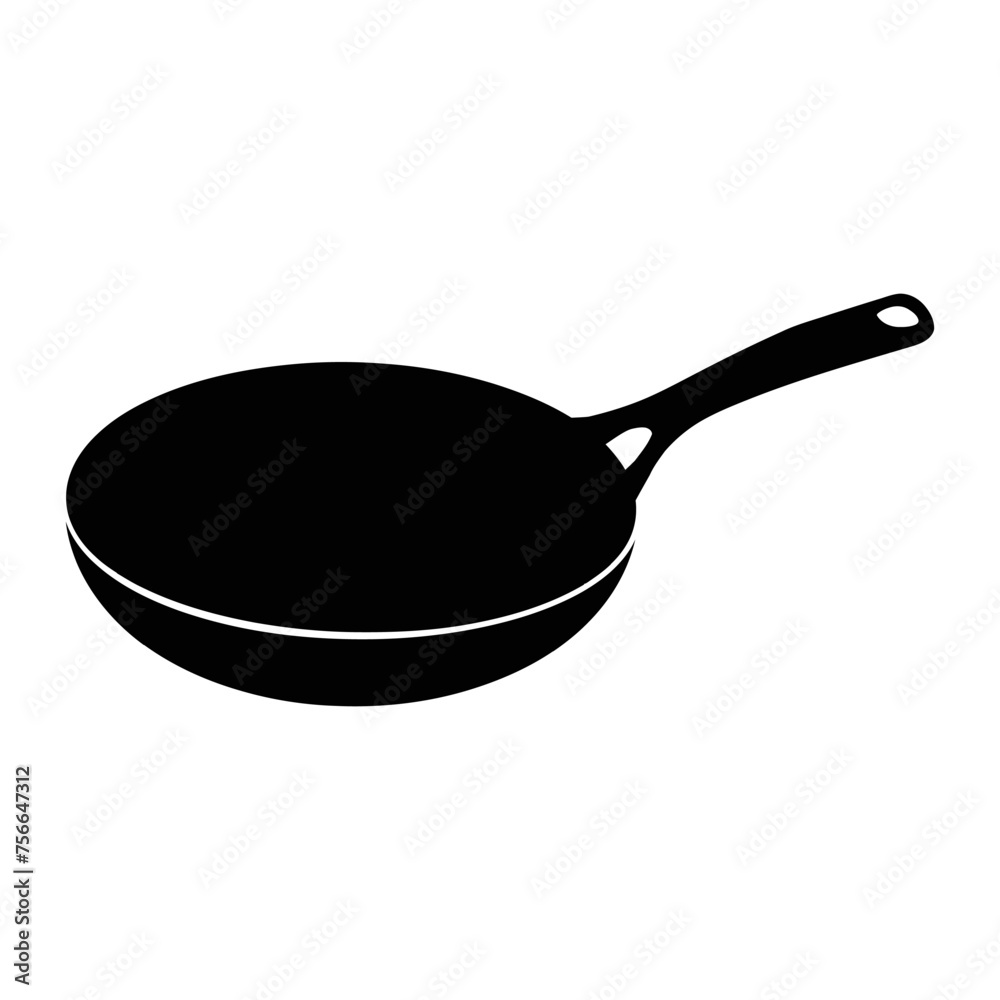 Frying Pan black silhouette. cooking frying pan icon and vector illustration Frying Pan black silhouette. cooking frying pan icon and vector illustration