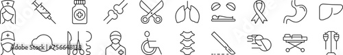 Surgeon Linear vector icons collection. Editable stroke. Simple linear illustration for web sites, newspapers, articles book