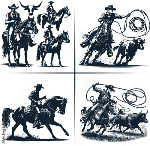 cowboy and cowgirl vector vector bundle File