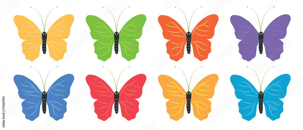 Obraz premium Large collection of colorful butterflies for your design. Design element. Vector illustration