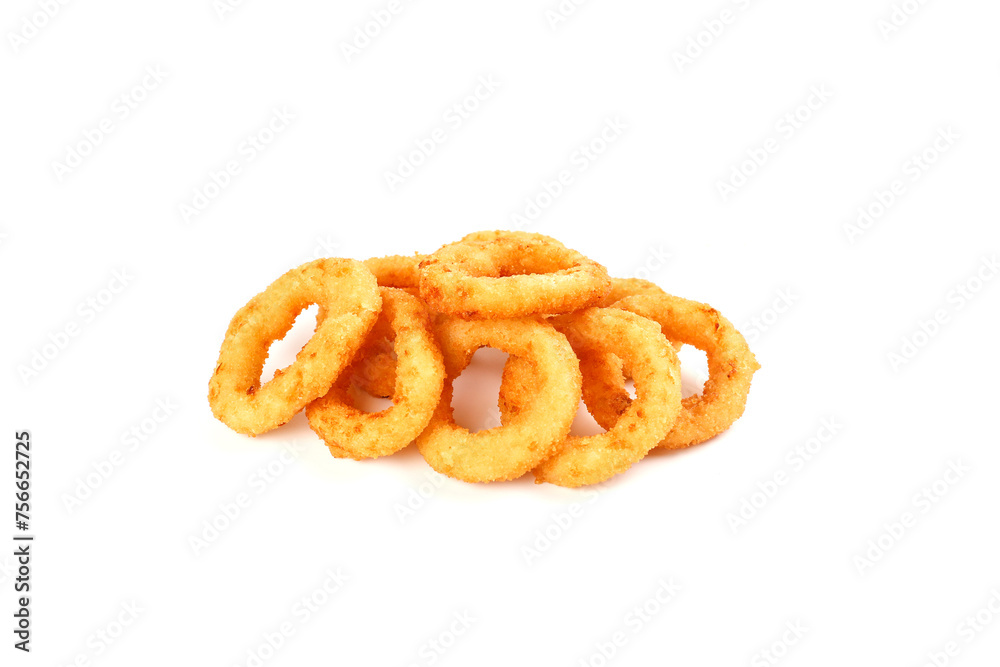 Fried onion rings isolated on white. Fried onion rings isolated on white.