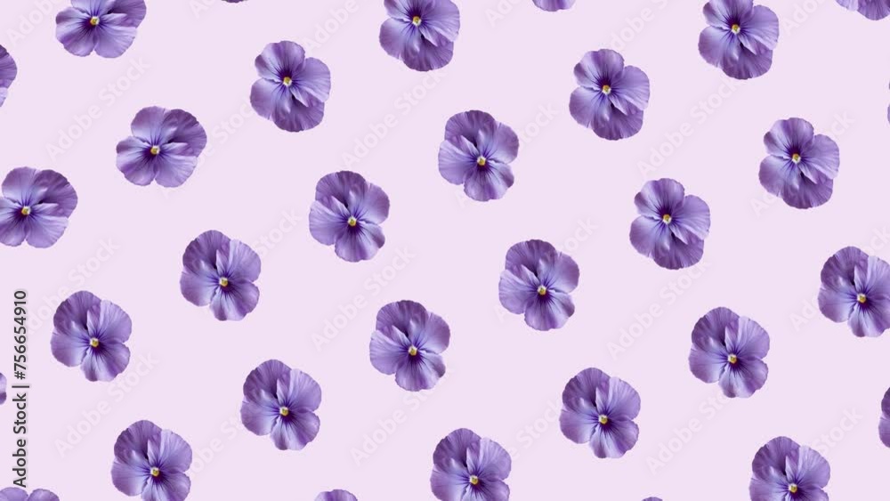 Pattern of Purple Pansies on Pink Background