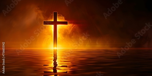 Customizable Abstract Cross Silhouette on Glowing Background. Concept Glowing Background, Abstract Cross, Silhouette, Customizable, Unique Art