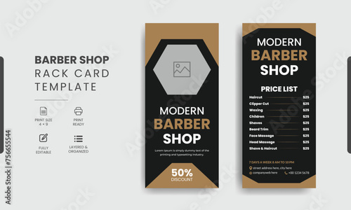 Barbershop Rack Card or Dl Flyer Roll-up Banner Template Beauty Salon Rack Card Design