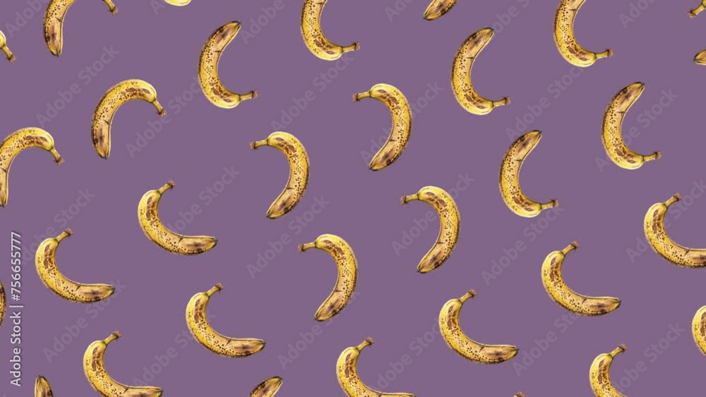 Spotted Ripe Bananas Pattern on Purple Background