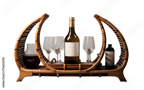 Distinct Bamboo Wine Cellar Accessories on a Clear Backdrop