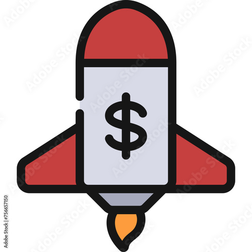 Financial Rocket Ship Icon